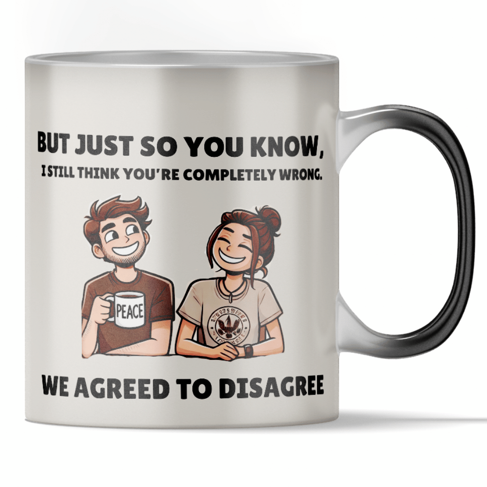 Load video: &#39;We Agree to Disagree&#39; - Relationship Joke Color Changing Mug