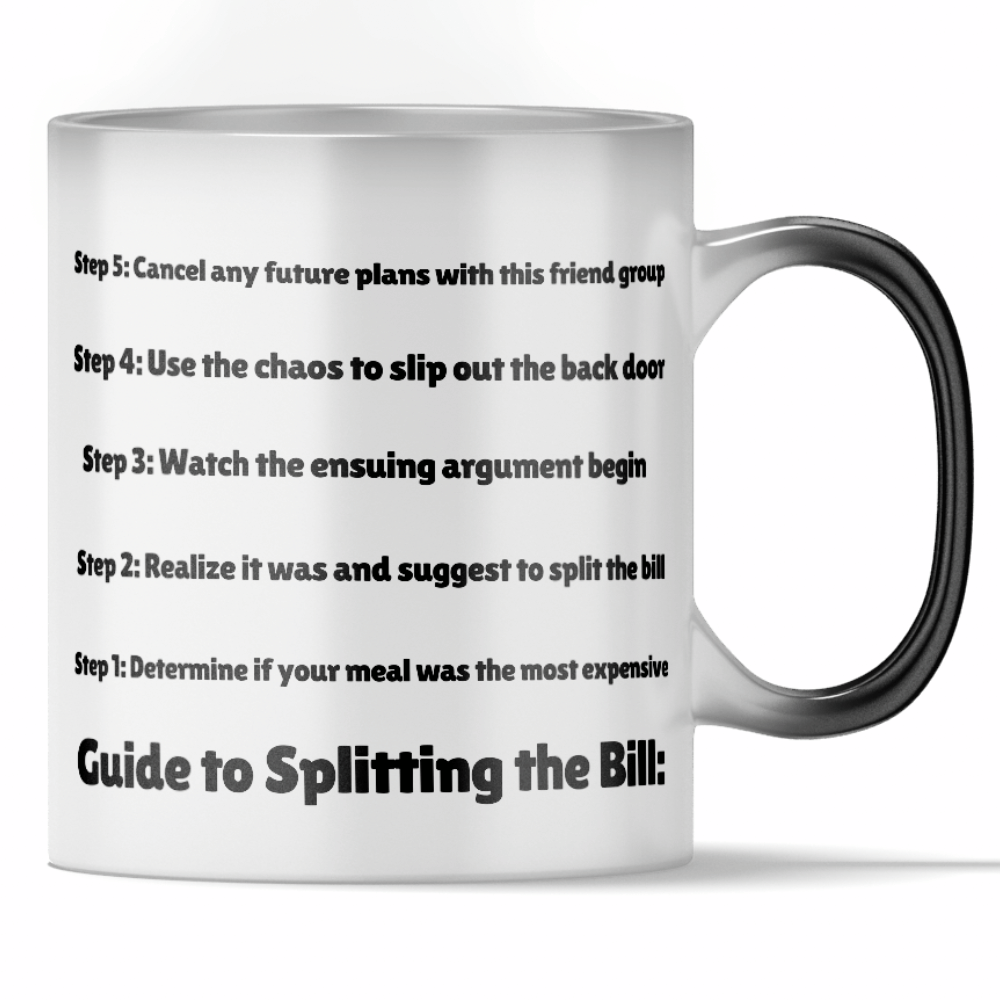 Load video: &#39;Guide to Splitting The Bill&#39; - Funny Color Changing Mug