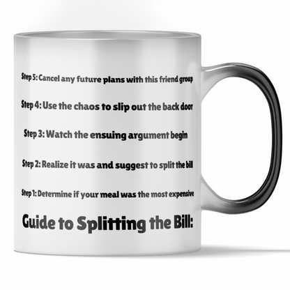 'Guide to Splitting The Bill' - Funny Color Changing Mug